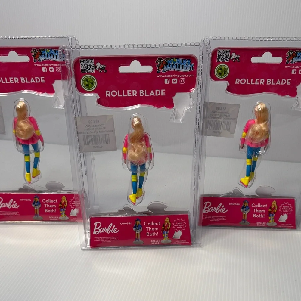 🛼 NIP. Three World’s Smallest Barbie Roller Blade Figure